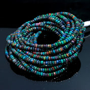 Natural Black Ethiopian Opal Beaded Fine Gemstone Necklace 