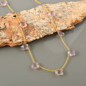 Natural Light Pink Ametrine Beaded Fine Gemstone Necklace 