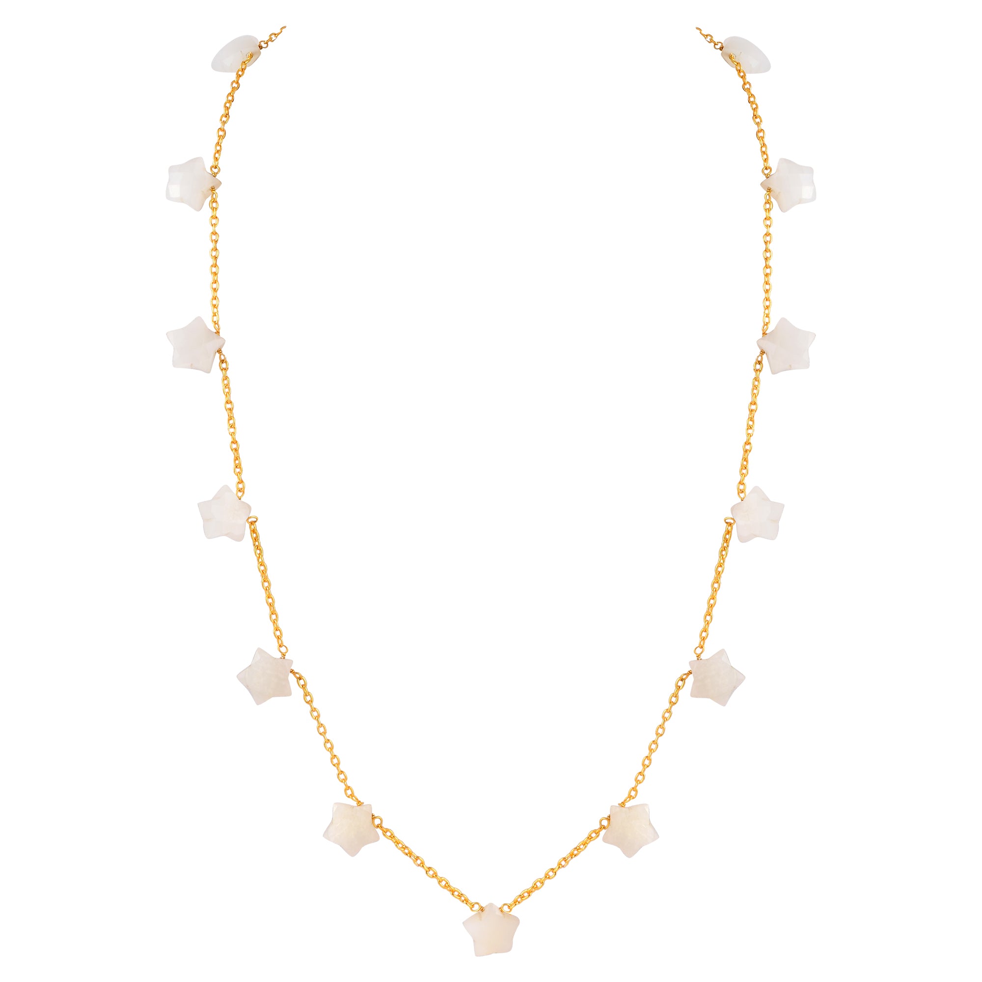 Natural White White Moonstone Beaded Fine Gemstone Necklace 