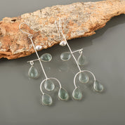 Natural Light Green Green Fluorite Drop/Dangle Fine Gemstone Earrings 