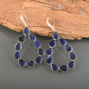 Natural Blue Sodalite Drop/Dangle Fine Gemstone Earrings 