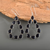 Natural Black Onyx Drop/Dangle Fine Gemstone Earrings 