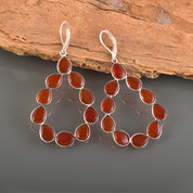 Natural Red Red Onyx Drop/Dangle Fine Gemstone Earrings 