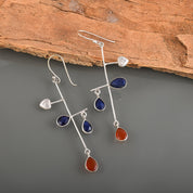 Stunning Drop & Dangle Gemstone Silver Ear Wire Earrings, Healing Power Gift Birthstone Jewelry