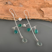 Stunning Drop & Dangle Gemstone Silver Ear Wire Earrings, Healing Power Gift Birthstone Jewelry