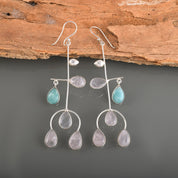 Stunning Drop & Dangle Gemstone Silver Ear Wire Earrings, Healing Power Gift Birthstone Jewelry