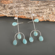 Stunning Drop & Dangle Gemstone Silver Ear Wire Earrings, Healing Power Gift Birthstone Jewelry