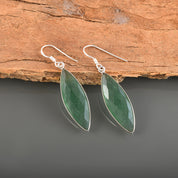 Natural Light Green Strawberry Quartz Drop/Dangle Fine Gemstone Earrings 