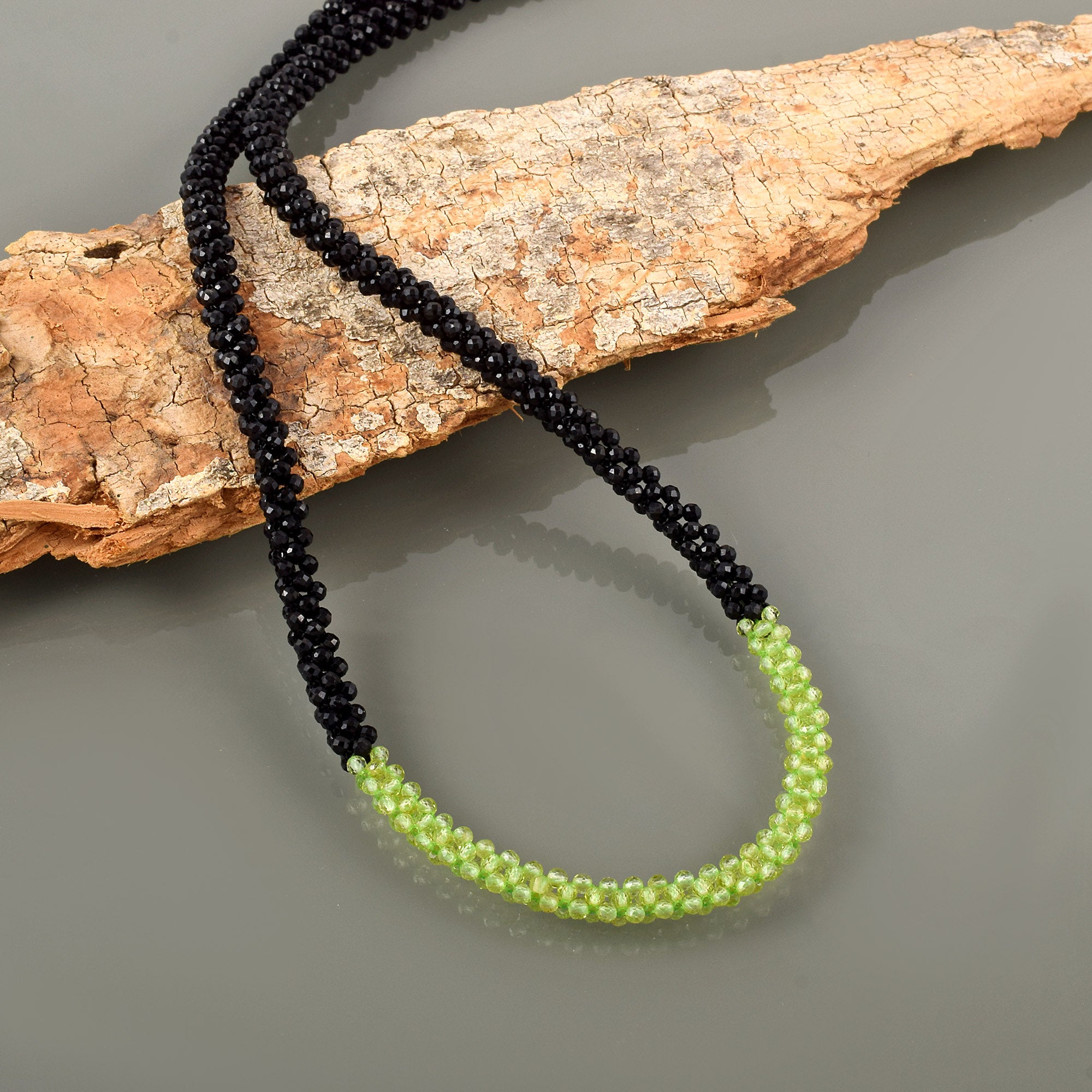 Natural Green Peridot Beaded Fine Gemstone Necklace 