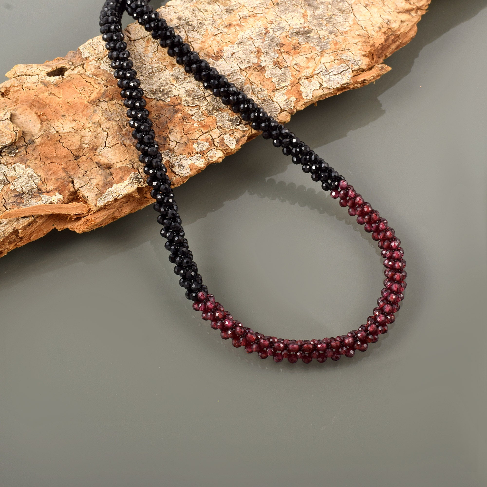 Natural Red Garnet Beaded Fine Gemstone Necklace 