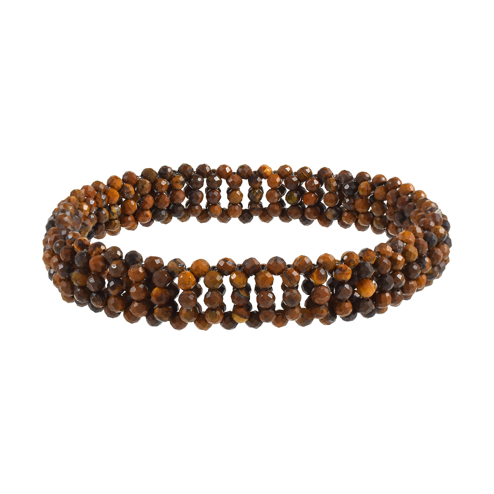 Natural Brown Tiger Eye  Beaded Fine Gemstone Bracelet 