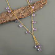 Natural Light Purple Pink Amethyst Beaded Fine Gemstone Necklace 