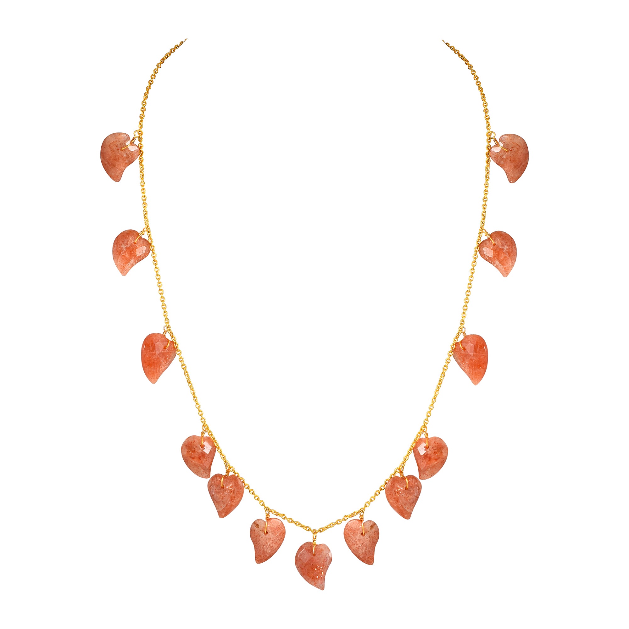 Natural Orange SunStone Beaded Fine Gemstone Necklace 