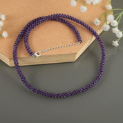 Natural Purple African Amethyst Beaded Fine Gemstone Necklace 