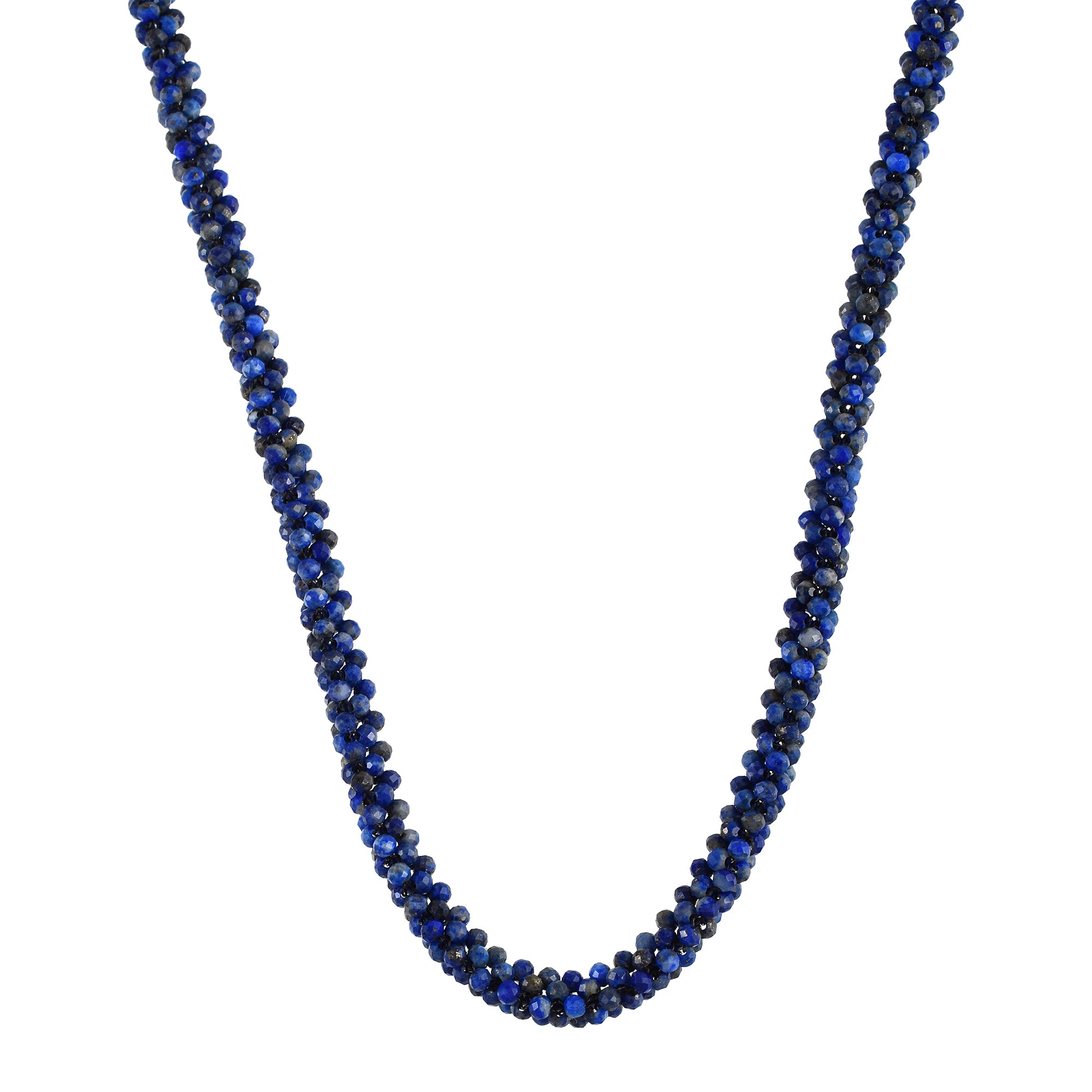 Natural Blue Lapis lazuli Beaded Fine Gemstone Necklace 