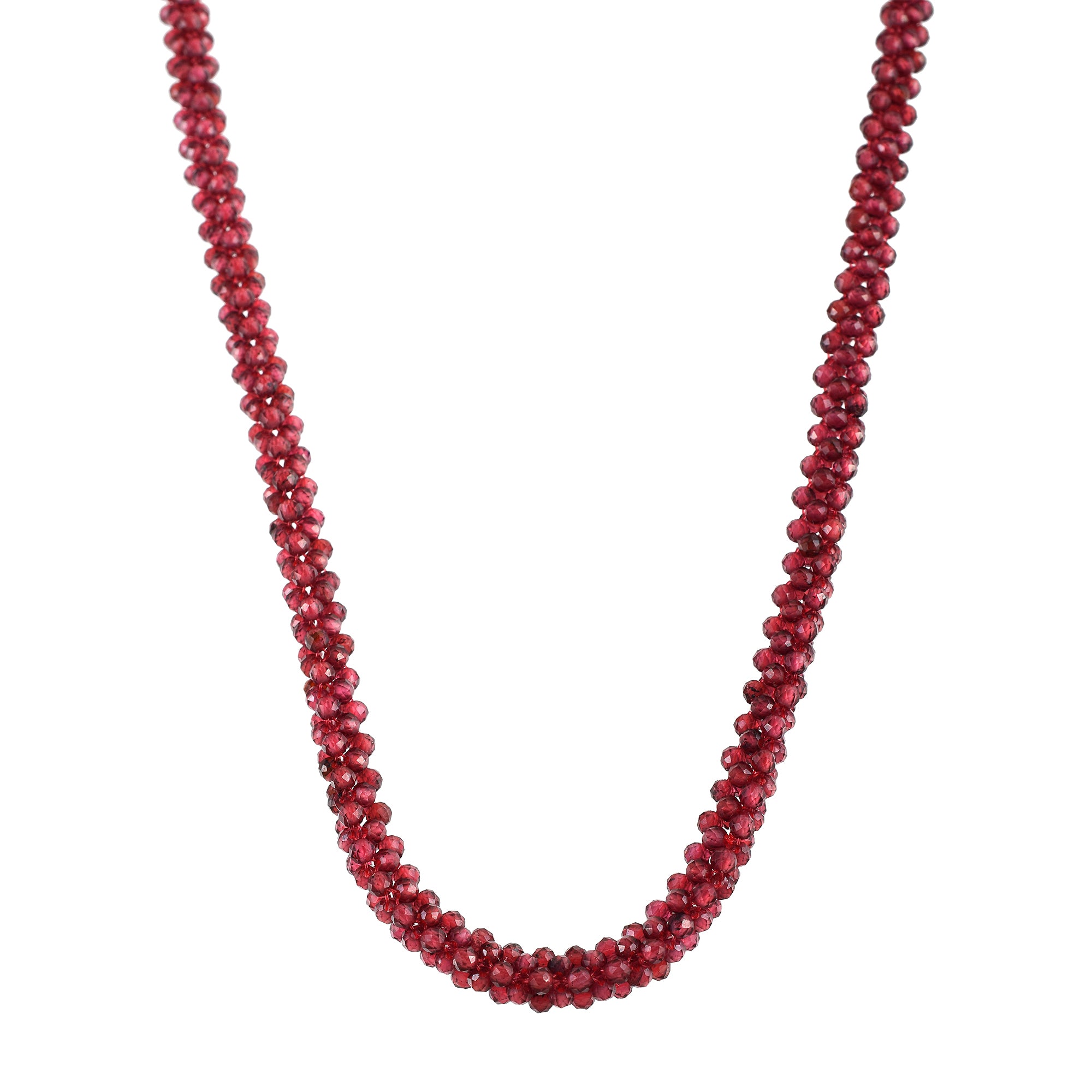 Natural Red Red Garnet Beaded Fine Gemstone Necklace 