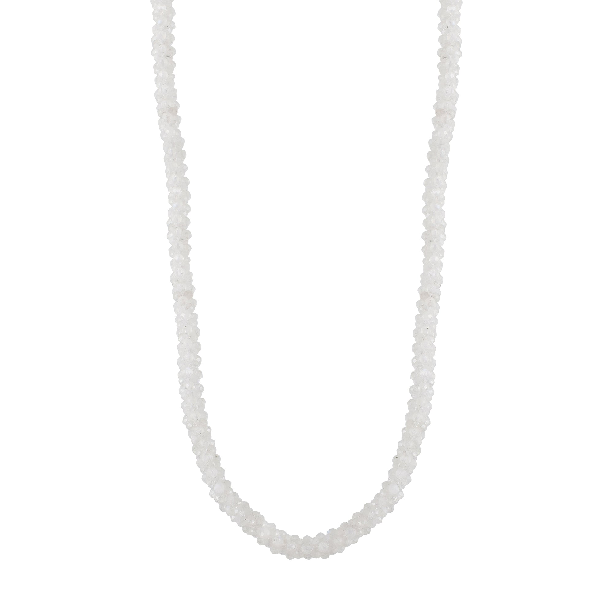 Natural White Crystal Quartz Beaded Fine Gemstone Necklace 