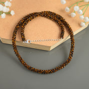 Natural Brown Tiger Eye Beaded Fine Gemstone Necklace 