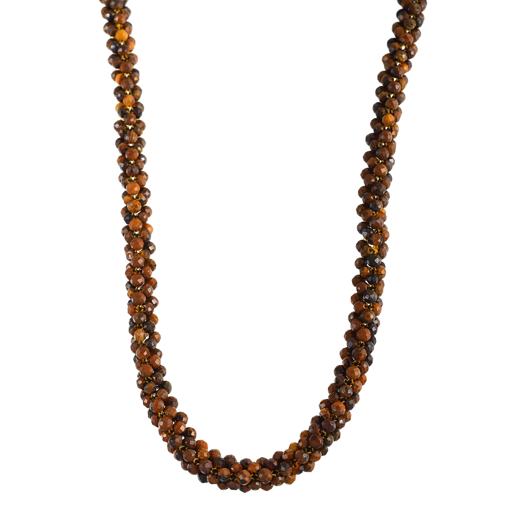 Natural Brown Tiger Eye Beaded Fine Gemstone Necklace 