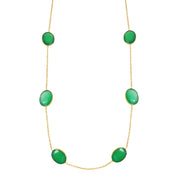 Natural Green Green Onyx Beaded Fine Gemstone Necklace 