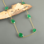 Natural Green Green Onyx Beaded Fine Gemstone Necklace 