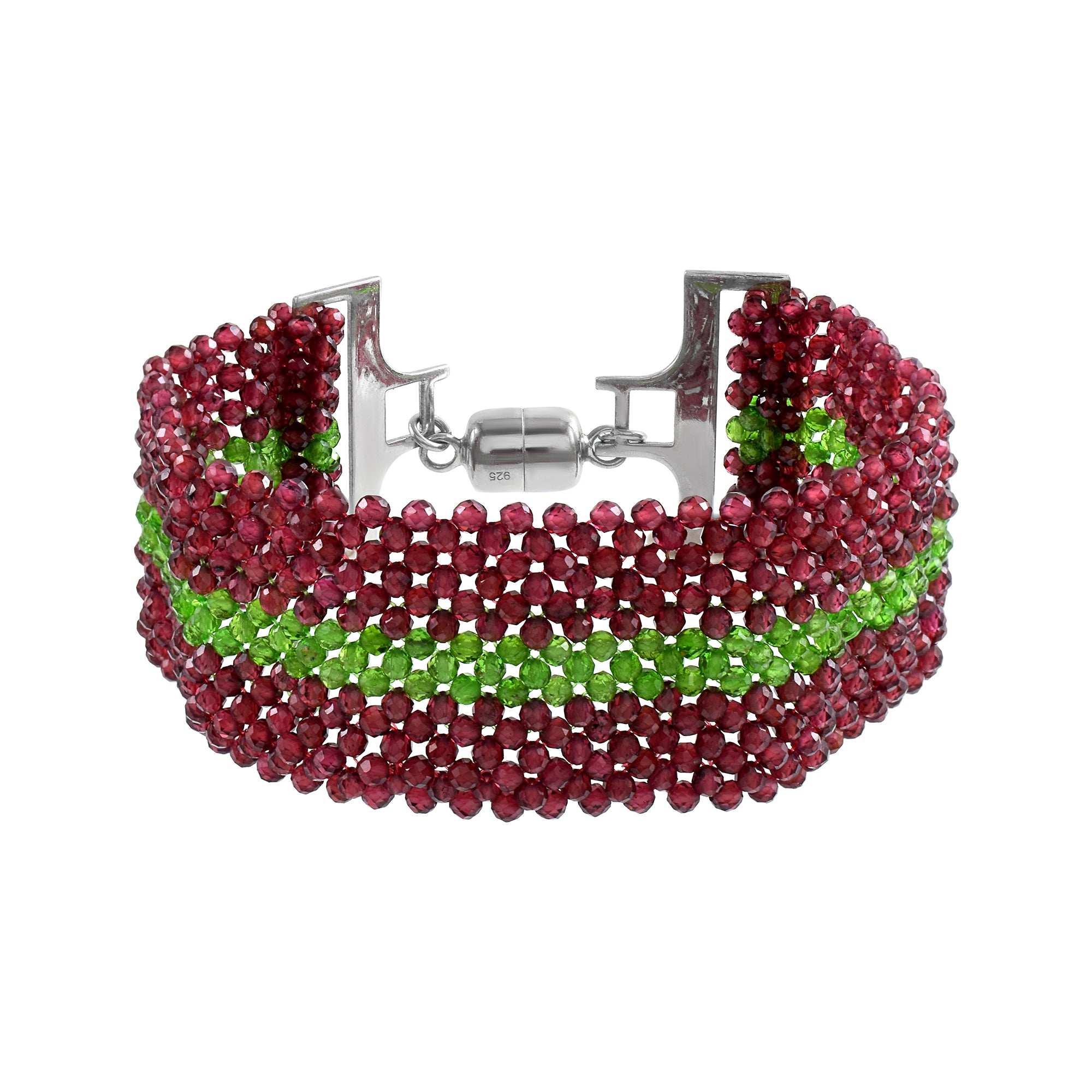 Natural Red Red Garnet Beaded Fine Gemstone Bracelet 