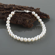 Natural White Pearl Beaded Fine Gemstone Bracelet 