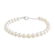 Natural White Pearl Beaded Fine Gemstone Bracelet 