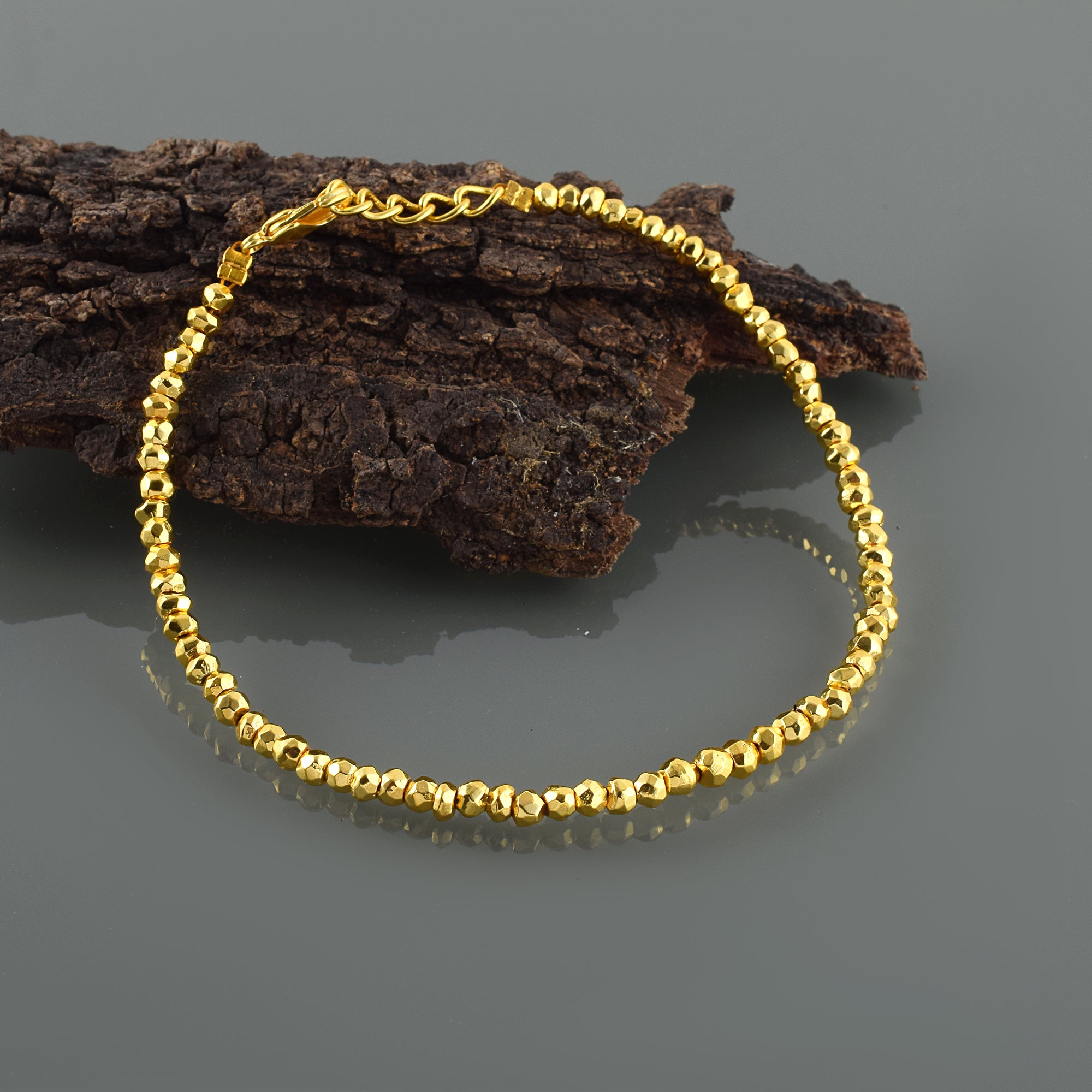 Pyrite Gemstone Beaded Silver Bracelet February Birthstone Jewelry For Spiritual Healing And Calming Energy 