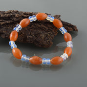 Natural Orange Carnelian Beaded Fine Gemstone Bracelet 