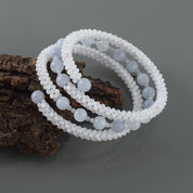 Natural White White Moonstone Beaded Fine Gemstone Bracelet 