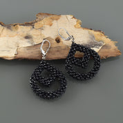 Black Spinel Birthstone Dangle Earrings, Handcrafted Sterling Silver Jewelry, Perfect for Healing Power