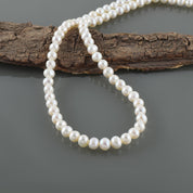 Natural White Pearl Beaded Fine Gemstone Necklace 