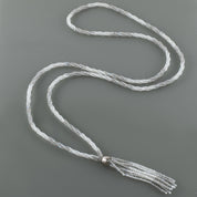 Natural Labradorite & Rainbow Moonstone Woven Style 3 Layered Long Designer Necklace, Wedding Jewelry