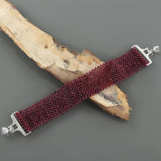 Natural Red Garnet Beaded Fine Gemstone Bracelet 