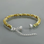 Natural Lime Green Grossular Garnet  Beaded Fine Gemstone Bracelet 