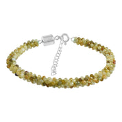 Natural Lime Green Grossular Garnet  Beaded Fine Gemstone Bracelet 