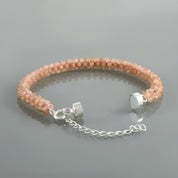 Natural Pink Peach Moonstone Beaded Fine Gemstone Bracelet 