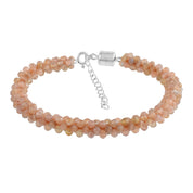 Natural Pink Peach Moonstone Beaded Fine Gemstone Bracelet 