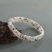 Natural White Rutile Quartz Beaded Fine Gemstone Bracelet 