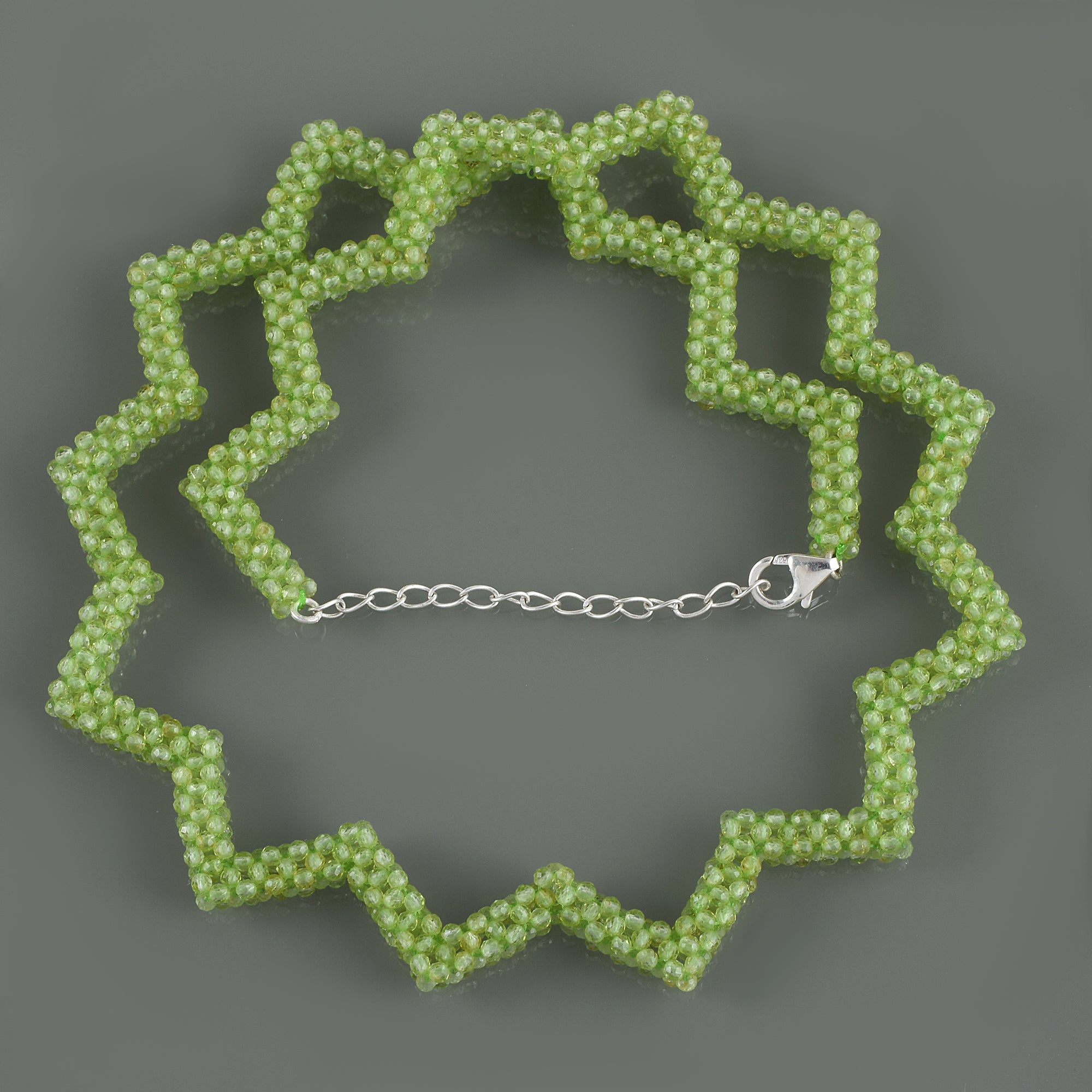 Natural Green Peridot Beaded Fine Gemstone Necklace 