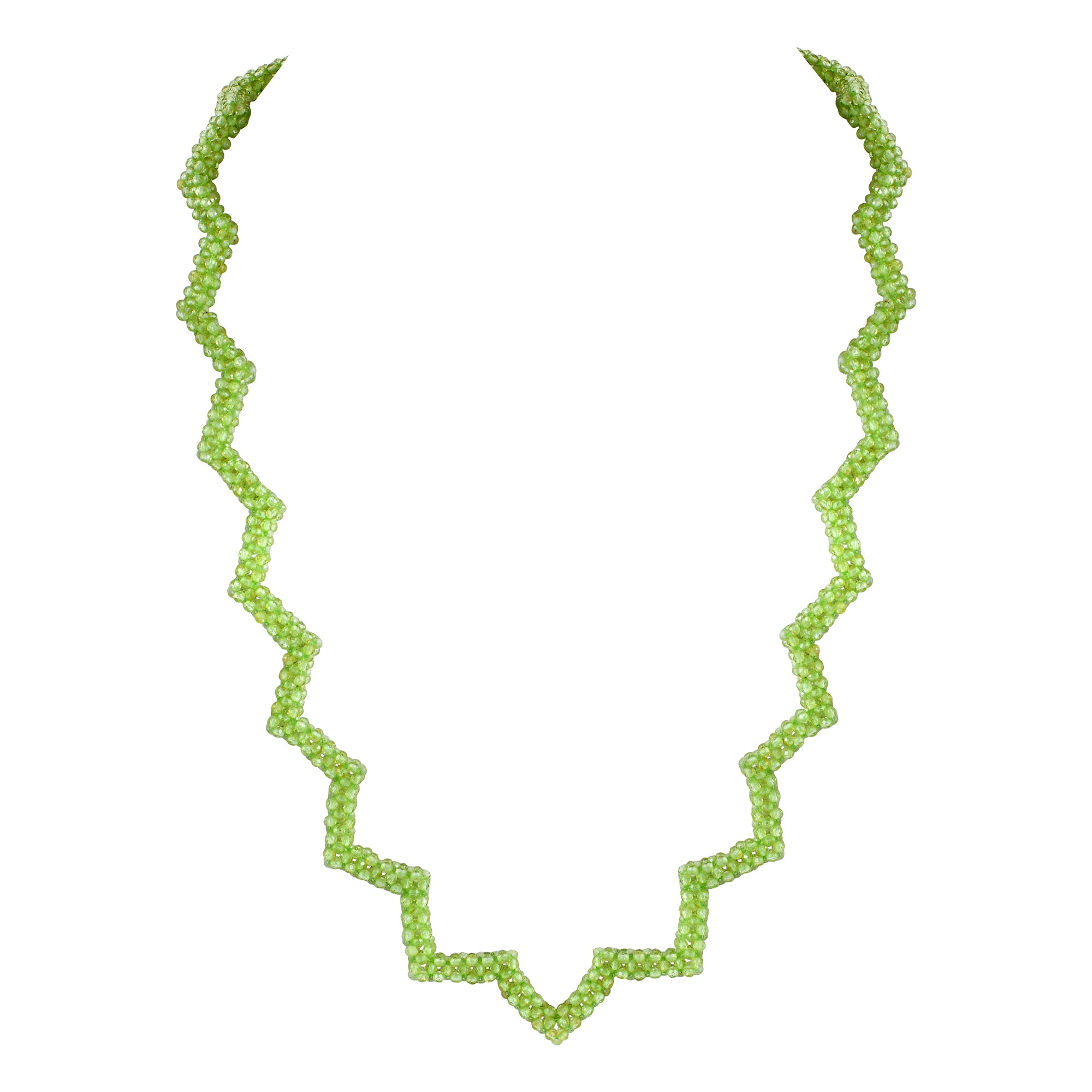 Natural Green Peridot Beaded Fine Gemstone Necklace 