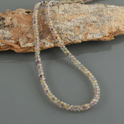 Natural White Rainbow moonstone Beaded Fine Gemstone Necklace 