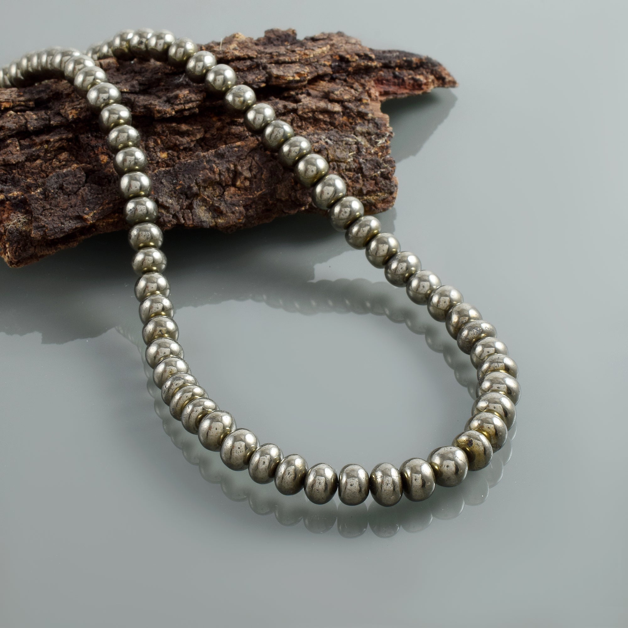 Natural Yellow Pyrite Beaded Fine Gemstone Necklace 