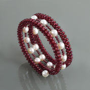 Natural Red Red Garnet Beaded Fine Gemstone Bracelet 