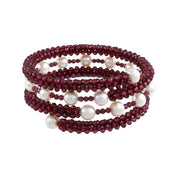 Natural Red Red Garnet Beaded Fine Gemstone Bracelet 