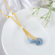 Natural Sky Blue Strawberry Quartz Chain Fine Gemstone Necklace 