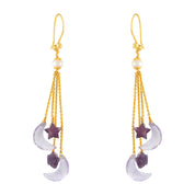 Natural Purple Amethyst Drop/Dangle Fine Gemstone Earrings 