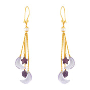 Elegant Sterling Silver Gold Plated Jewelry, Drop & Dangle Earrings, Healing Power Birthstone Gift 