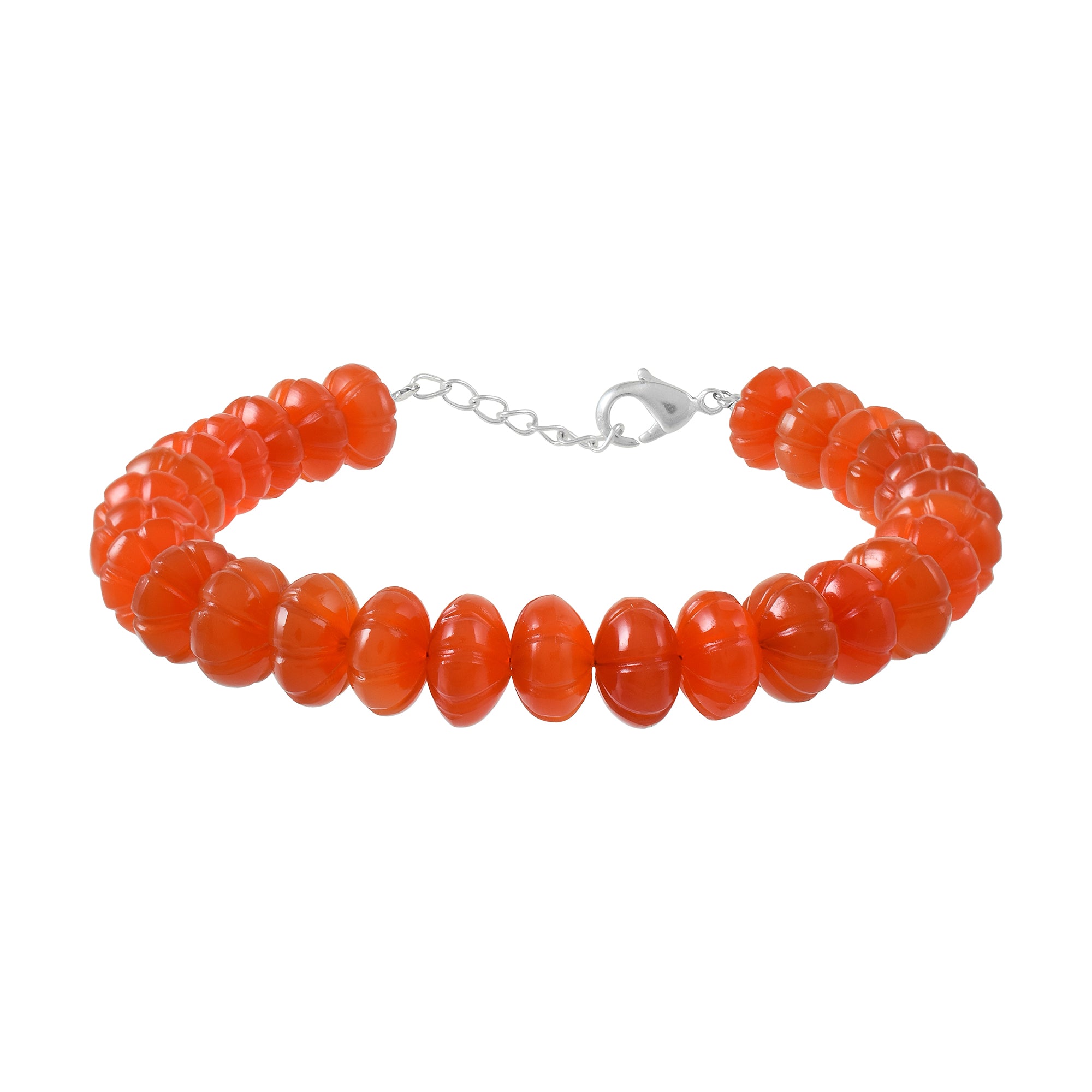 Carnelian Gemstone Beaded Silver Bracelet, July Birthstone Jewelry For Spiritual Awareness And Reduces Anxiety 